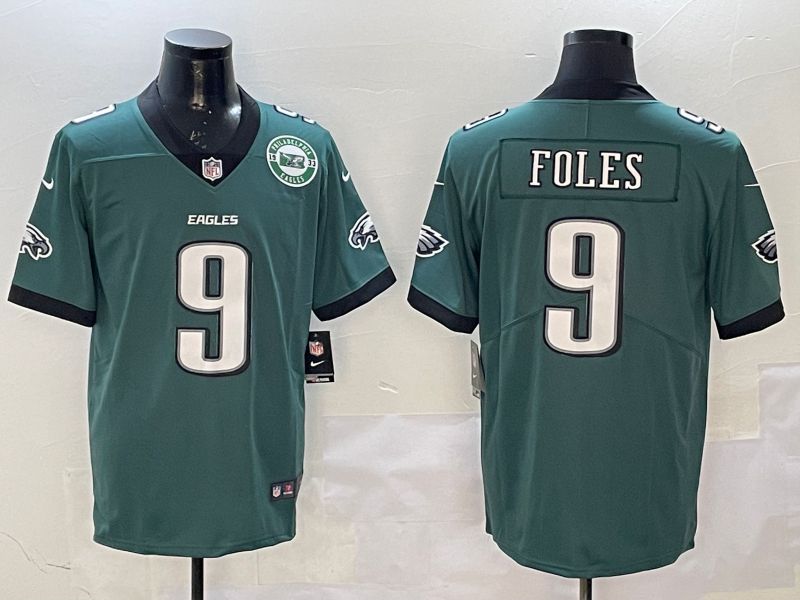 Men Philadelphia Eagles #9 Foles Green Second generation 2025 Nike Limited NFL Jersey style 3